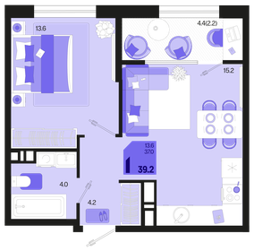 39 м², 1-комнатная квартира 5 770 000 ₽ - изображение 86