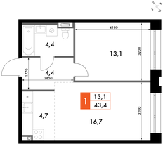Квартира 44,2 м², 1-комнатная - изображение 2