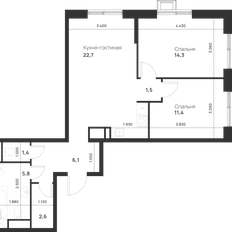 Квартира 65,8 м², 2-комнатная - изображение 2