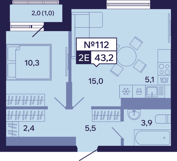 65,3 м², 2-комнатная квартира 7 200 000 ₽ - изображение 103