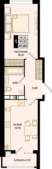 42 м², 1-комнатная квартира 5 500 000 ₽ - изображение 68