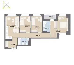 Квартира 83,1 м², 3-комнатная - изображение 1