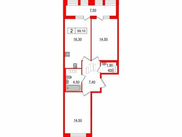 46,3 м², 1-комнатная квартира 14 075 000 ₽ - изображение 171