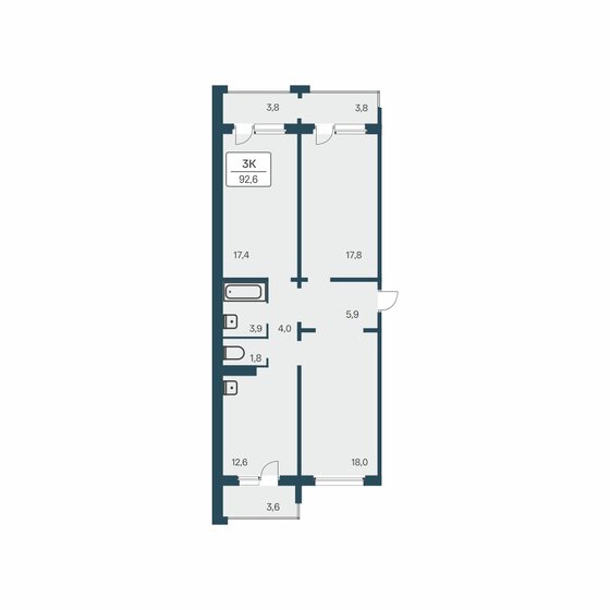 92,6 м², 3-комнатная квартира 9 250 000 ₽ - изображение 1