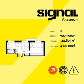 Квартира 42,6 м², 2-комнатные - изображение 1