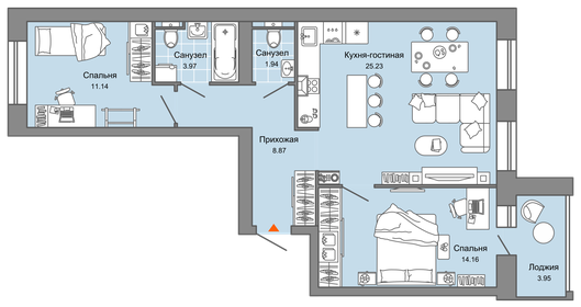 107,6 м², 3-комнатная квартира 8 990 000 ₽ - изображение 60