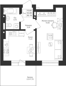 Квартира 36,2 м², 1-комнатная - изображение 1