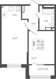 Квартира 42,2 м², 1-комнатная - изображение 1