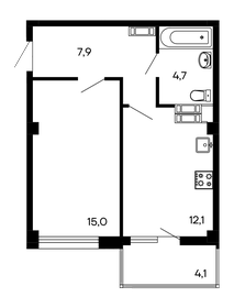 43,8 м², 1-комнатная квартира 7 095 600 ₽ - изображение 59