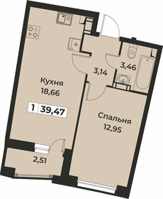 Квартира 39,5 м², 1-комнатная - изображение 1