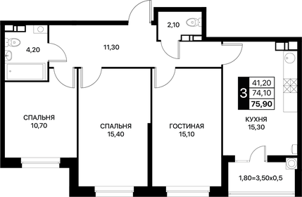 80 м², 3-комнатная квартира 8 000 000 ₽ - изображение 83