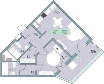 Квартира 78,4 м², 2-комнатные - изображение 1