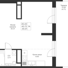 Квартира 45,4 м², студия - изображение 3