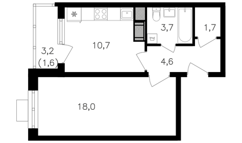 40,5 м², 1-комнатная квартира 18 427 500 ₽ - изображение 18