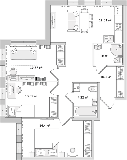 69,6 м², 3-комнатная квартира 11 811 220 ₽ - изображение 24