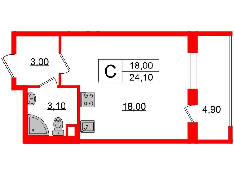 24,1 м², квартира-студия 4 700 000 ₽ - изображение 51