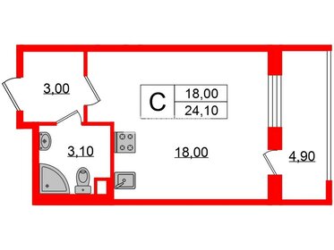 Квартира 24,1 м², студия - изображение 1