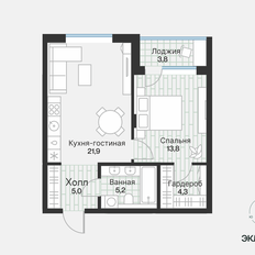 Квартира 52 м², 1-комнатная - изображение 4