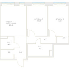 Квартира 63,7 м², 2-комнатная - изображение 2