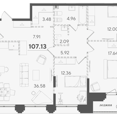 Квартира 107,1 м², 3-комнатная - изображение 2