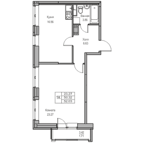 50,3 м², 1-комнатная квартира 9 427 358 ₽ - изображение 23