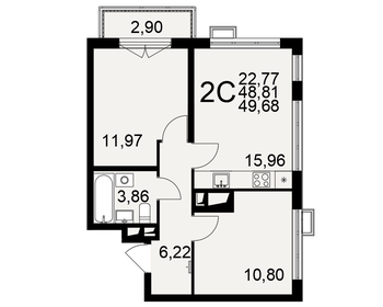 48 м², 2-комнатная квартира 4 400 000 ₽ - изображение 54