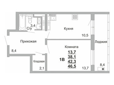 43,5 м², 1-комнатная квартира 6 000 000 ₽ - изображение 8