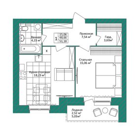 Квартира 51,2 м², 1-комнатная - изображение 1