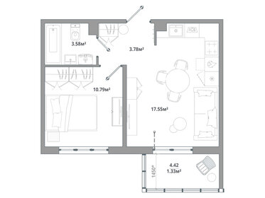 Квартира 37 м², 1-комнатная - изображение 1