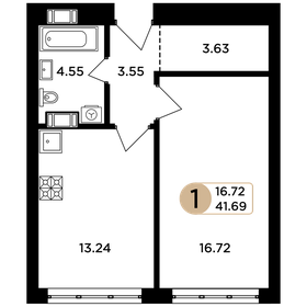 Квартира 41,7 м², 1-комнатная - изображение 1