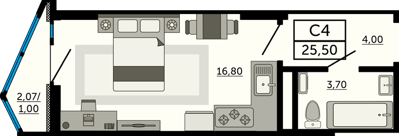 25,8 м², квартира-студия 4 482 240 ₽ - изображение 46