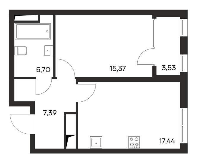 49,4 м², 1-комнатная квартира 6 920 200 ₽ - изображение 1