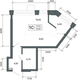 Квартира 34,7 м², студия - изображение 2