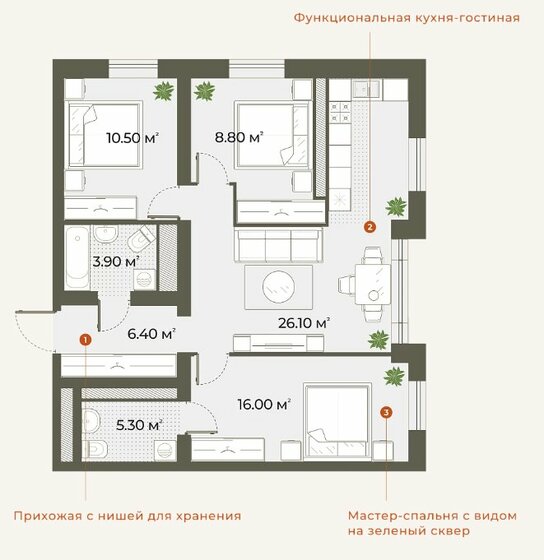 76,6 м², 3-комнатная квартира 21 256 000 ₽ - изображение 1