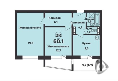 Квартира 60,1 м², 2-комнатная - изображение 1