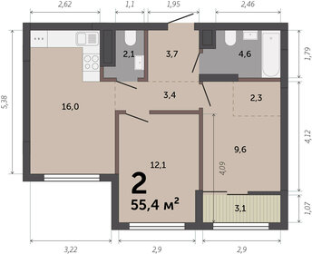 67 м², 2-комнатная квартира 7 700 000 ₽ - изображение 69