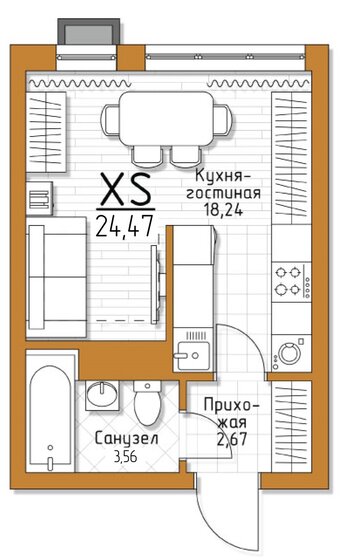 24,5 м², квартира-студия 2 447 000 ₽ - изображение 13