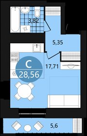 29,6 м², квартира-студия 3 571 200 ₽ - изображение 48