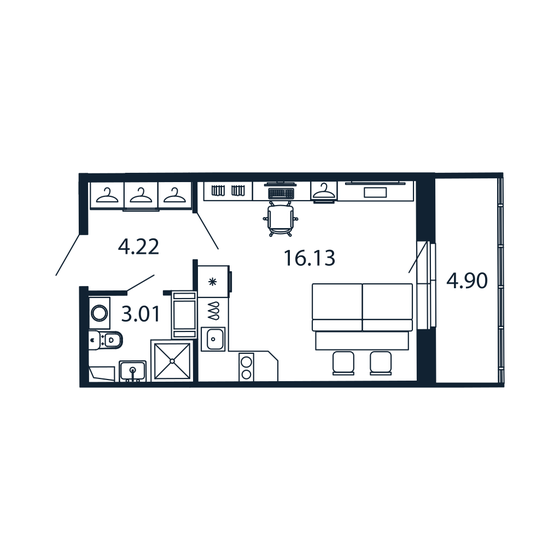 24,8 м², квартира-студия 4 582 888 ₽ - изображение 26