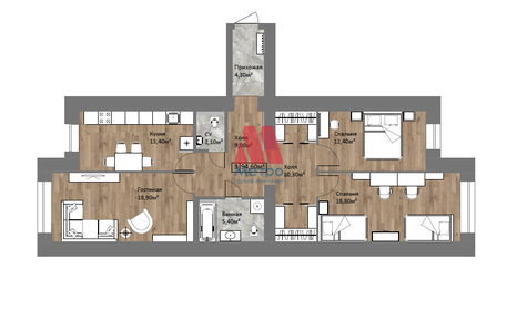 95,4 м², 3-комнатная квартира 11 638 800 ₽ - изображение 54