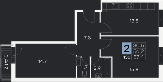 53,4 м², 2-комнатная квартира 6 500 000 ₽ - изображение 71