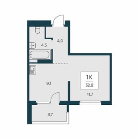 Квартира 32,8 м², 1-комнатная - изображение 1