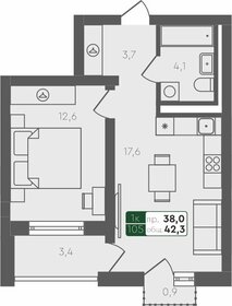 42,3 м², 1-комнатная квартира 5 700 000 ₽ - изображение 21