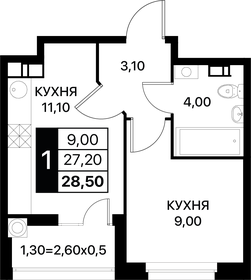 28,5 м², 1-комнатная квартира 4 232 250 ₽ - изображение 16