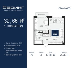 32,7 м², 1-комнатная квартира 4 402 220 ₽ - изображение 16