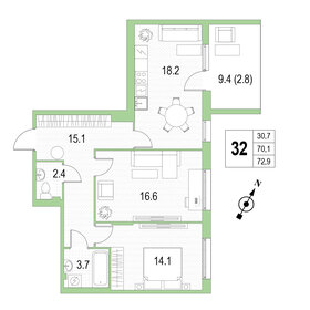 74,2 м², 2-комнатная квартира 13 300 000 ₽ - изображение 70