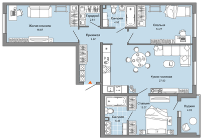 Квартира 95 м², 4-комнатная - изображение 1