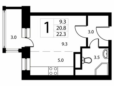 Квартира 22,3 м², студия - изображение 1