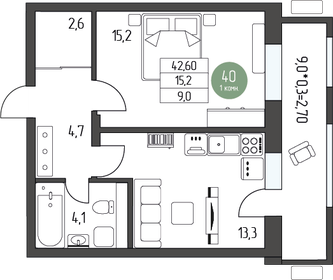 48,8 м², 1-комнатная квартира 6 290 000 ₽ - изображение 27