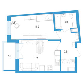 45,7 м², 1-комнатная квартира 14 515 000 ₽ - изображение 56